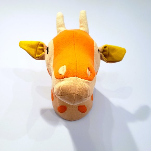 Plush Giraffe Mounted Head Trophy Kid Orange Wall Hanging 2016 Target Pillowfort - Picture 4 of 7